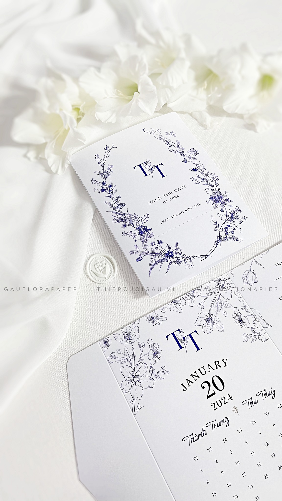 Thiệp cưới Peony Trắng5