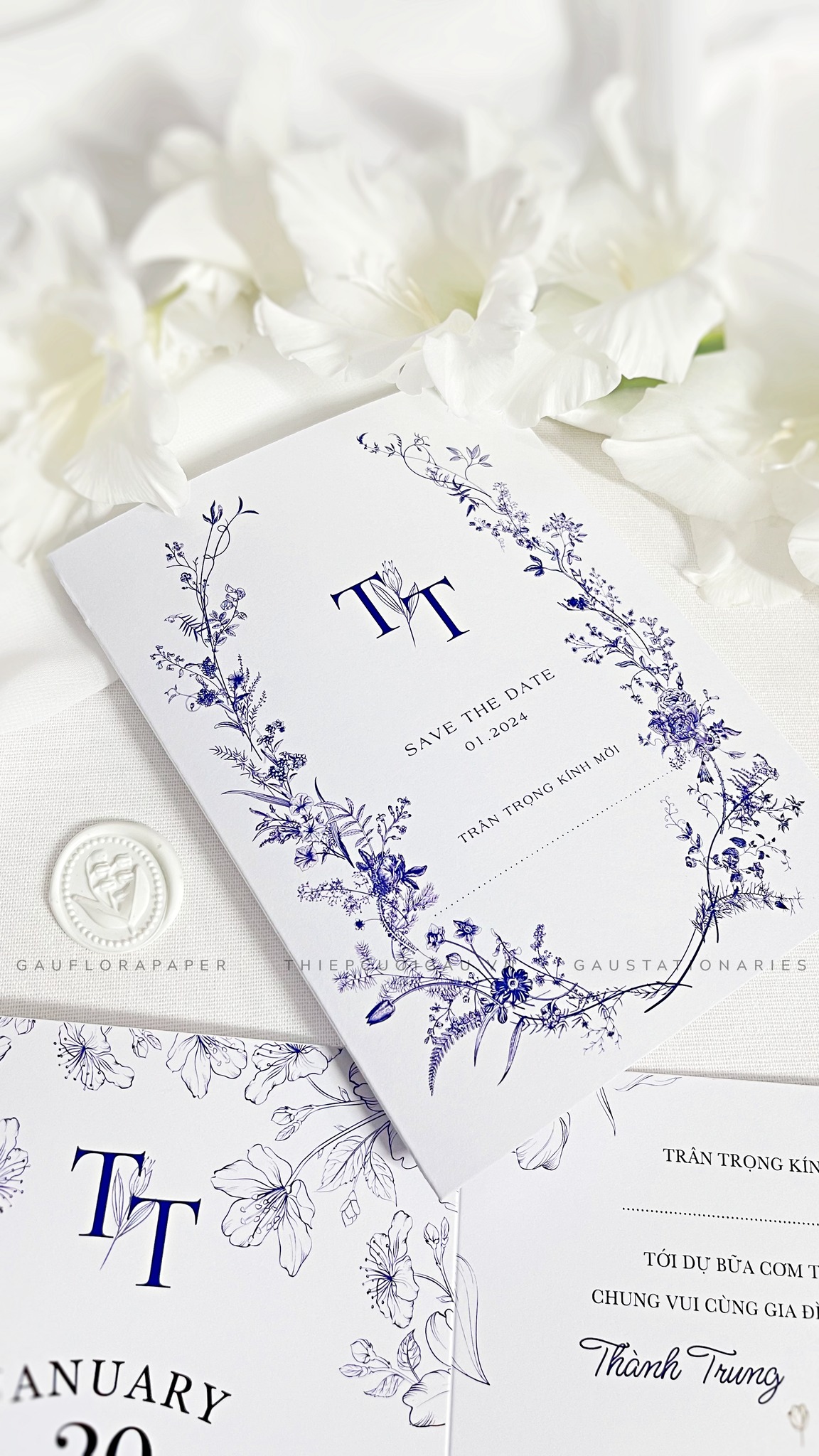 Thiệp cưới Peony Trắng3